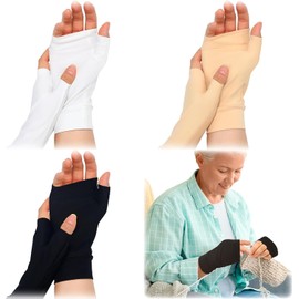 Chicingyou 3 Pairs Elderly Skin Thin Protector Gloves Tone Fingerless Gloves Bruise Abrasions Protective Covering Men Women