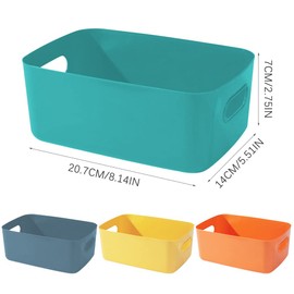 Bgfuni Set of 4 Small Plastic Storage Baskets, Office Home and Kitchen Tidy Organiser, White Plastic Studio Storage Baskets, Plastic Baskets for Storage Small, Shelf Baskets, 20 x 14 x 7.5cm(Colorful)