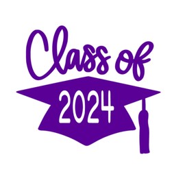 Class Of 2024 Graduation Cap Vinyl Decal, Graduation T Shirt Transfer, DIY Graduate Shirt Patch, Grad Tshirt Sticker, HTV Vinyl Applique, Pick Size Color, Iron-On Almost Anything (Purple)