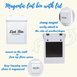 BLEOAKYNUT Lint Holder Bin for Laundry Room Magnetic Lint Box with Lid for Laundry Room Metal Laundry Lint bin for Laundry Room Décor and Organization Convenient for Lint Disposal
