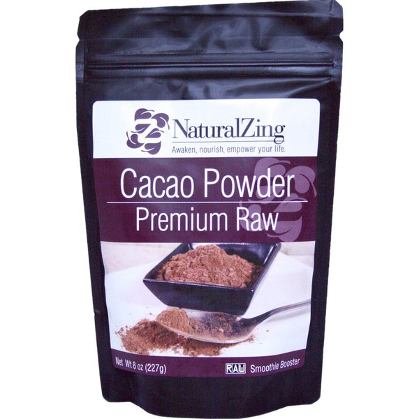 Natural Zing Cacao Powder (Raw, Organic) 8 oz