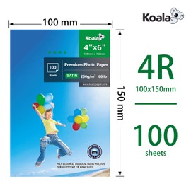 KOALA Inkjet Satin/Oyster Photo Paper 6x4 inch 15x10 cm 250gsm 100 Sheets with Premium Satin Advanced Resin Coated for Canon Hp Epson Inkjet Printer