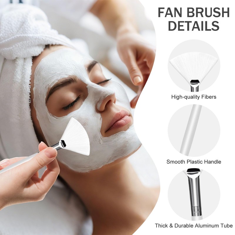 24 Facial Fan Brushes for Mask Application White