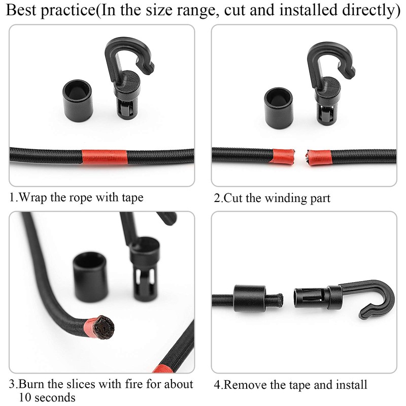 ZHOUBIN Shock Cord End Hooks for 3/16 inch to 1/4