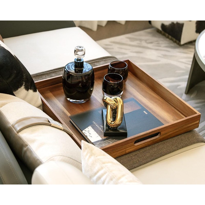 Extra Large Square Wood Tray, Generously 22" Acacia Serving Trays