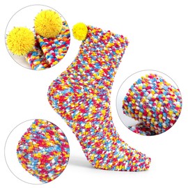 Funny Socks Gifts for Women Girls Christmas Socks Cupcake Socks Fuzzy Fluffy Winter Warm Socks Slipper Socks Soft (6 Pairs-6 Colors)