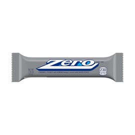 Zero Candy Bars 24 Pack 1.85 oz Each Caramel, Peanut, and Almond Nougat Covered with White Fudge Classic Retro Chocolate-Free Candy Bar