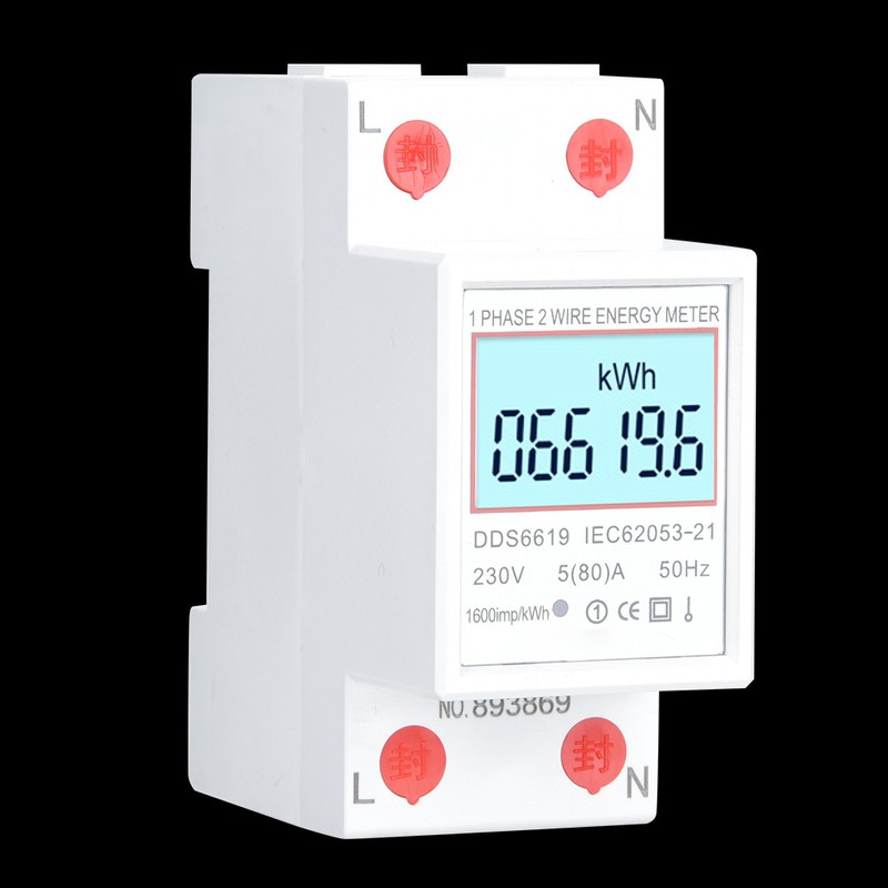 DDS6619 SinglePhase Energy Meter DIN Rail 2P Power Meter with