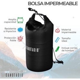 Canotagio Bolsa Impermeable. Mochila a Prueba de Agua para Senderismo y Deportes Acuáticos. Bolsa Seca Disponible en 5, 10, 20 y 30 Litros. Dry Bag. Waterproof Bag Backpack (Negro, 10 Lts)