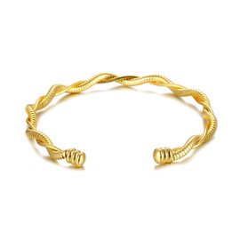 YCHAODONG Twisting Bracelet Cuff Bangle Bracelet for Women Stainless Steel Plated Gold Bangle Christmas Gifts Jewelry for Women Friend