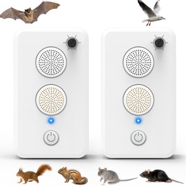 2 Pcs Ultrasonic Bat Repellent for Attic Porch Outdoor Indoor Use, Rechargeable Bat Deterrent Devices, Electronic Bird Repellent Bats Keep Away Reject Repelling System Removal Device for House Home