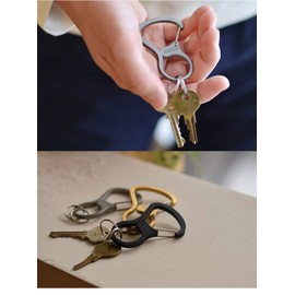 Mocha Carabiner Key Holder, Hook, Key Storage, Made in Japan, Brass, Outdoors, Men's, Free Size, Stainless Steel