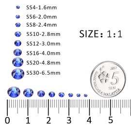 288Pcs Royal Blue Crystal Rhinestones,Glass Flatback Rhinestones Gemstones for Nail Face Makeup Art Crafts Clothes Decoration -(SS30,6.5mm,Royal Blue)