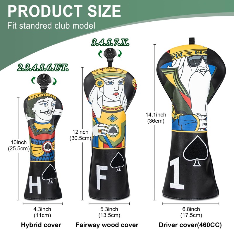 Golf Club Head covers Fairway Wood FW with Interchangeable Number