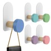 5pcs Self-Adhesive Kids Coat Hooks, Cartoon Animal Pattern Wooden Hooks