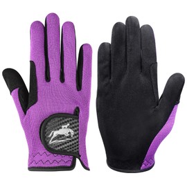 AXKAL Horse Riding Gloves Women Professional Equestrian Horseback Value Pair, Ladies Riding Gloves Mittens Breathable Stretchable for Youth Girls Outdoor Sport (Purple, L)