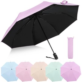 Clarquay Travel Umbrella Compact Umbrella for Women and Men Small Automatic Umbrella with UV and Rain Protection Light Purple