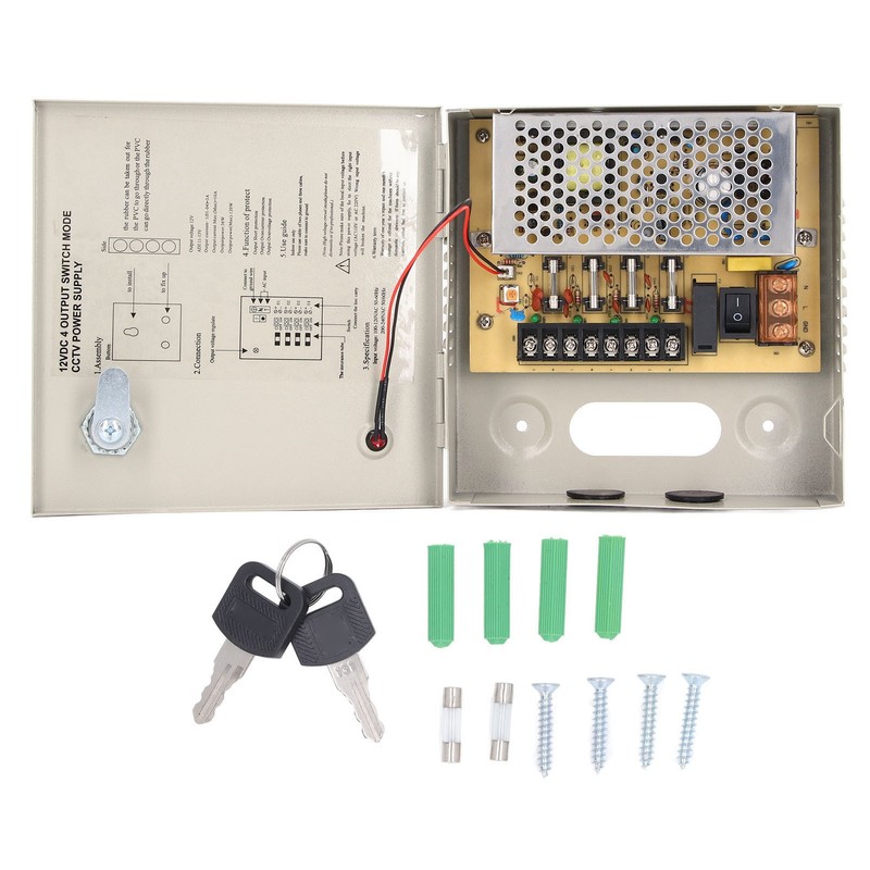 4 Channel 12V CCTV Power Supply 3A Fuse Closed Circuit