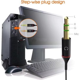 Mizi (2Pack Headphone Splitter for Computer 3.5mm Female to 2 Dual 3.5mm Male Audio Splitter Cable Microphone Stereo Jack Earphones Cord Gaming Headset to PC Laptop Adapter -Black