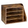 4-Compartment Wooden Mailbox Sorter Office Literature Organizer with Detachable Side