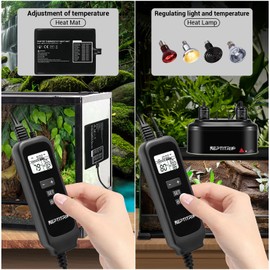 Reptile Dimming Thermostat, Adjustable Day and Night Temperature, Thermostat for Reptile Heat Lamp Heat Pad, PID Temperature Controller, Memory Function, ℉/℃