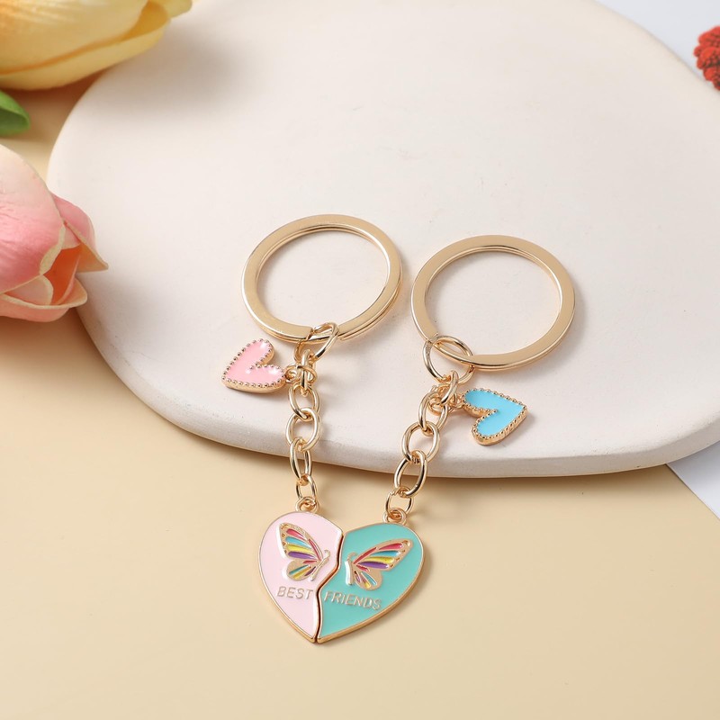 ZEYIYER 2 Pcs Best Friends Keychain, Matching Friendship Keychains for