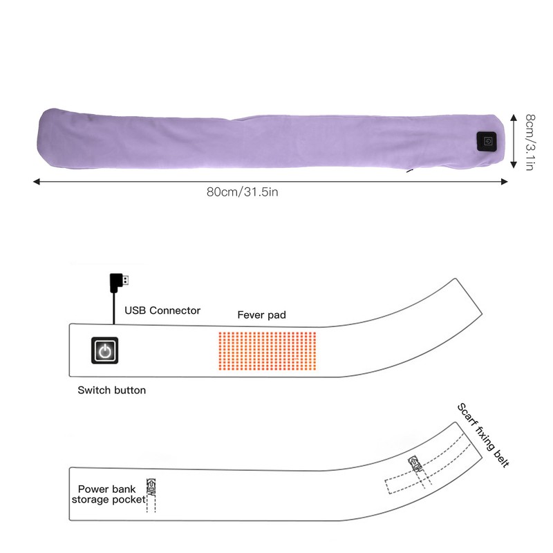 Winter Smart Heating Scarf Safety Electric Neck Wrap Temperature Adjustable