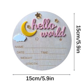 Wooden Newborn Sign 5.9 Inch Wooden Sign Baby Welcome Sign Birth Baby Name Plaques,Cute Birth Announcement Board,for Girl Boy Baby Shower Hospital Nursery Photo Prop