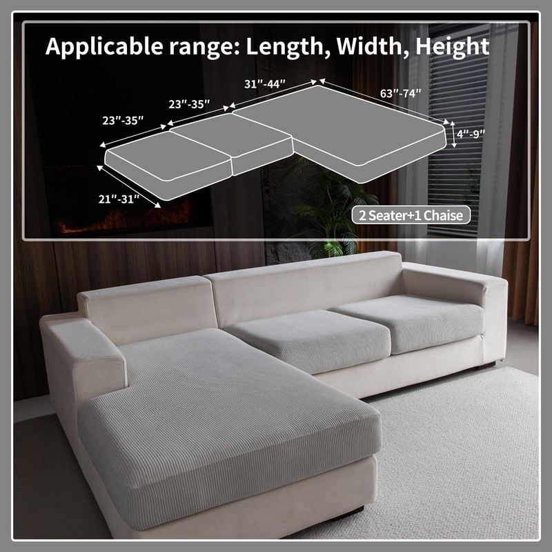 OHSIO OHSIO Sectional Couch Covers, Wear Resistant Stretch Sofa Covers