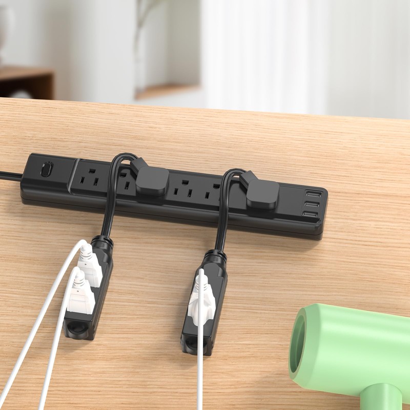 1 FT Short Extension Cord, HITRENDS 3 Outlet Extension Cord,