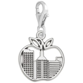 Sterling Silver New York Skyline Charm with Lobster Claw Clasp, Charms for Bracelets and Necklaces
