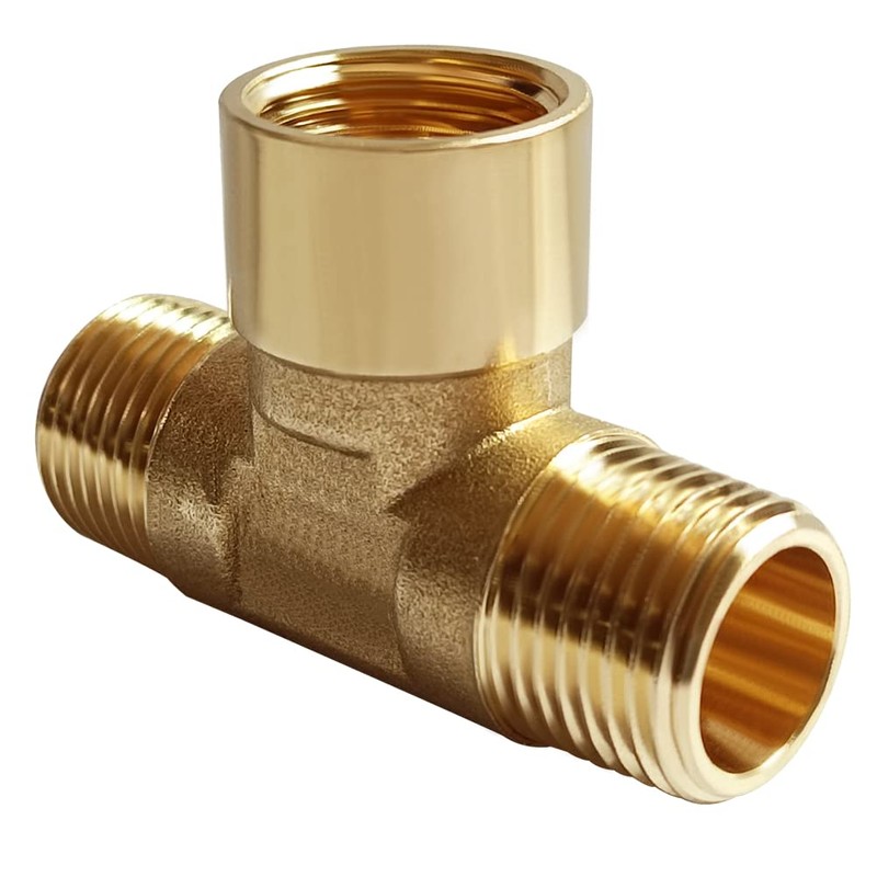 2PCS Brass Tee Pipe Fitting 1/2" NPT Male x 1/2"