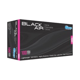 The Glove Company Black Air Nitrile Disposable Gloves, Small (Box of 100)