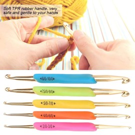 5 Pcs Crochet Set, Aluminum Knitting Needle Set, Double Hook, Handle Crochet, Aluminum, Needle Tool, DIY Sweater, Handicraft, Knitting, Handicraft, TPR Convenient, Practical, Rubber Grip Included, DIY