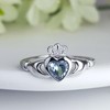 Sterling Silver Claddagh Ring for Women Irish Claddagh Birthstone Ring