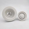 3-1/2 Inch Polymer White Sink Drain Assembly with Basket Strainer
