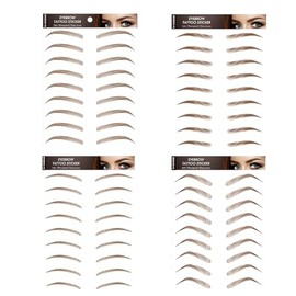 Yesallwas 4 Sheets 36 Pairs 4D Hair-like Brown Eyebrow Tattoo Sticker False Eyebrows Long Lasting Waterproof Makeup Eye Brow Stickers for Women Lady