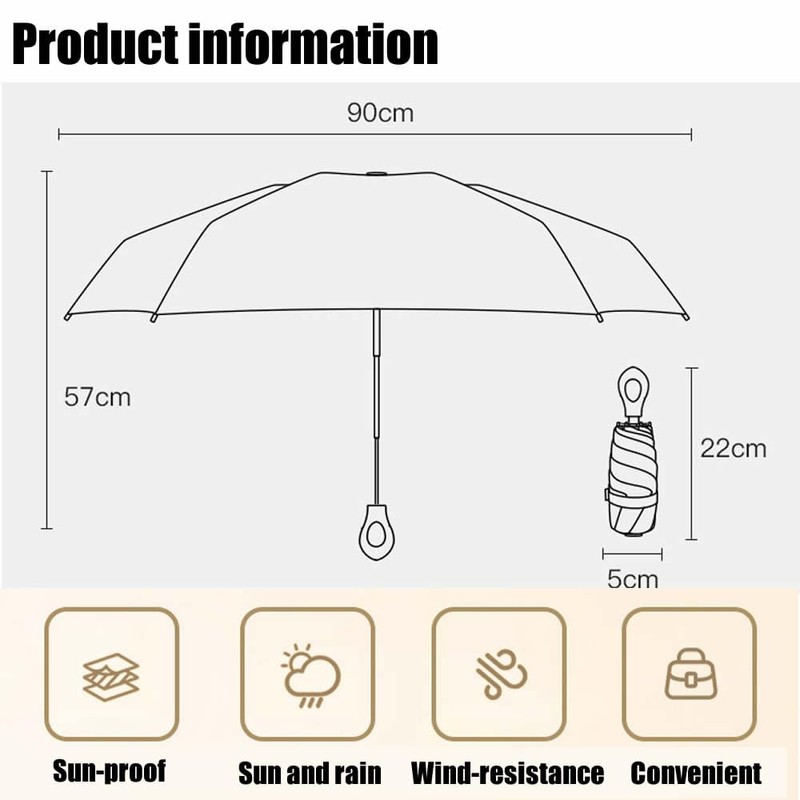 HUAMu Mini Parasol Travel Ring Handle Coating Layer Fabric Blocking