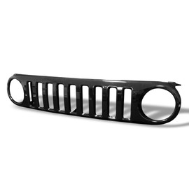 Glossy Black Vertical Front Hood Bumper Grill Grille Guard ABS Compatible With 07-14 Toyota FJ Cruiser
