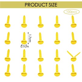 Split Pins,Scrapbooking Brads Split Pin,100pcs Mini Gold Brad Metal Paper Fasteners Coloured Brad Fasteners Pastel Round Brads for Paper Craft DIY Stamping Scrapbook Office Household Supplies(8*17mm)