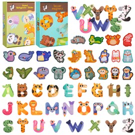 Magnetic Letters, 48 Pcs Educational Learning Tool Fridge Magnets for Kids, Alphabet ABC Magnets for Refrigerator Animal Toys Educational Spelling Learning Games Toys for Baby Toddler Preschool