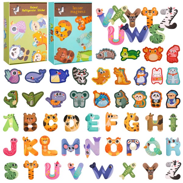 Magnetic Letters, 48 Pcs Educational Learning Tool Fridge Magnets for