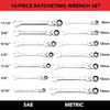 14 Pieces Wrench Set, Flex-Head Ratcheting Combination Set, SAE 5/16"-11/16""&