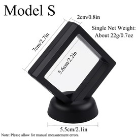 Schwebender Rahmen Vitrine 18 Stück transparente Münzaufbewahrungsbox Film Schmuck Display Halter für Muscheln, Nadeln, Halsketten, Medaillen (7 x 7 cm)