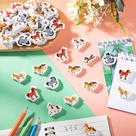 Chivao 72 Pcs Cute Horse Erasers Back to School Gifts for Kids Animal Erasers Mini Kawaii Character Eraser for Classroom Activities Rewards Game Prizes Horse Birthday Party, 6 Styles
