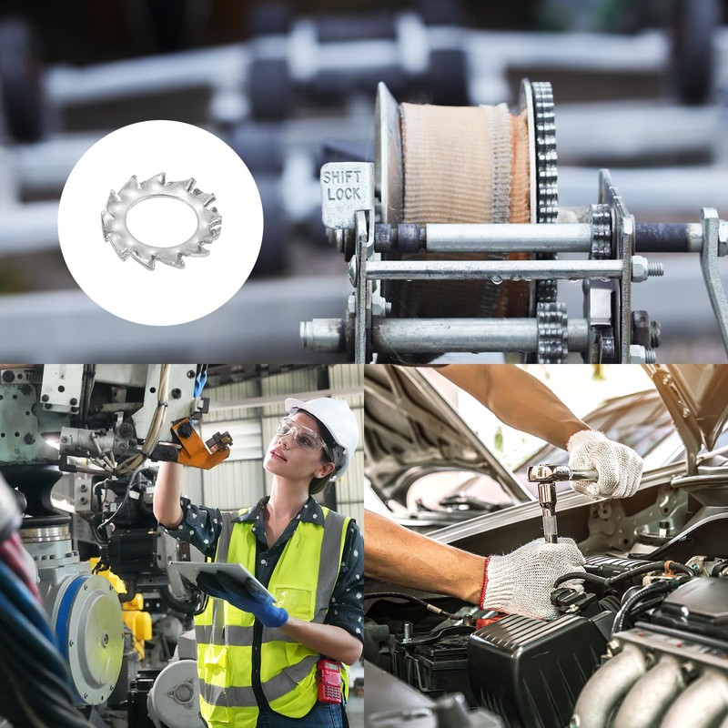 sourcing map 60Pcs External Tooth Washers, M6 304 Stainless Steel