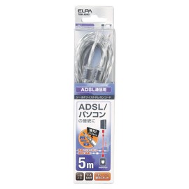 エルパ (ELPA) ADSLシールドツイスト 電話線 6極2芯 5m TEW-A050