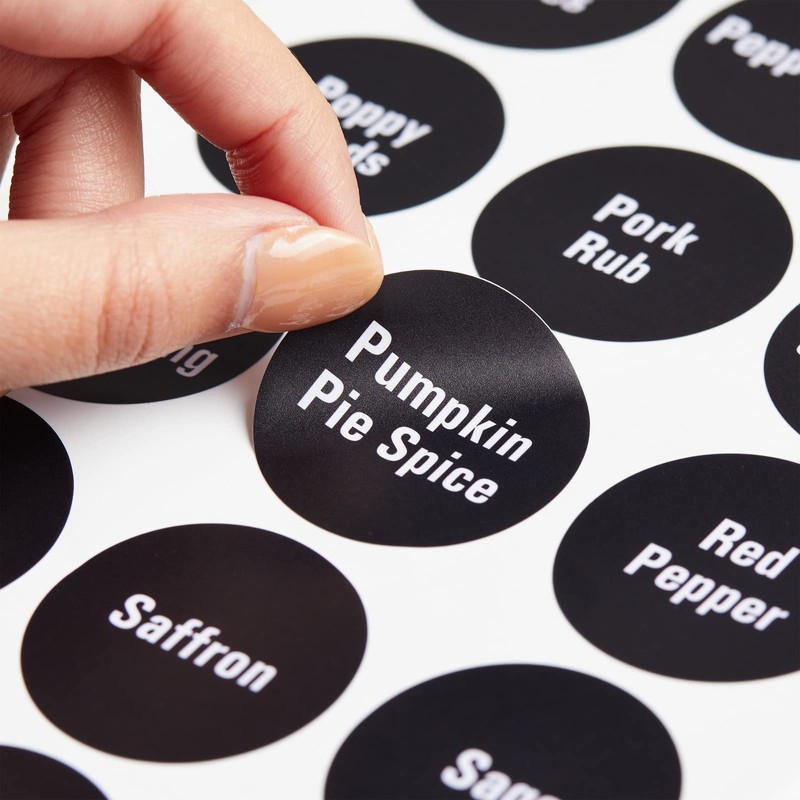Talented Kitchen Spice Labels Stickers - 144 Round 1.5-Inch Water-Resistant