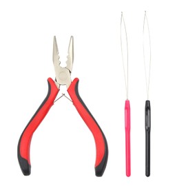 3 Pcs Hair Extension Pliers Tools 3-Hole Hair Pliers Kit with Loop Needle Threader Pulling for Micro Rings Nano Beads Opener and Removal