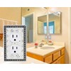 YNQIZKI Bling Outlet Covers Wall Plate Silver Sparkle Receptacle Cover,Single